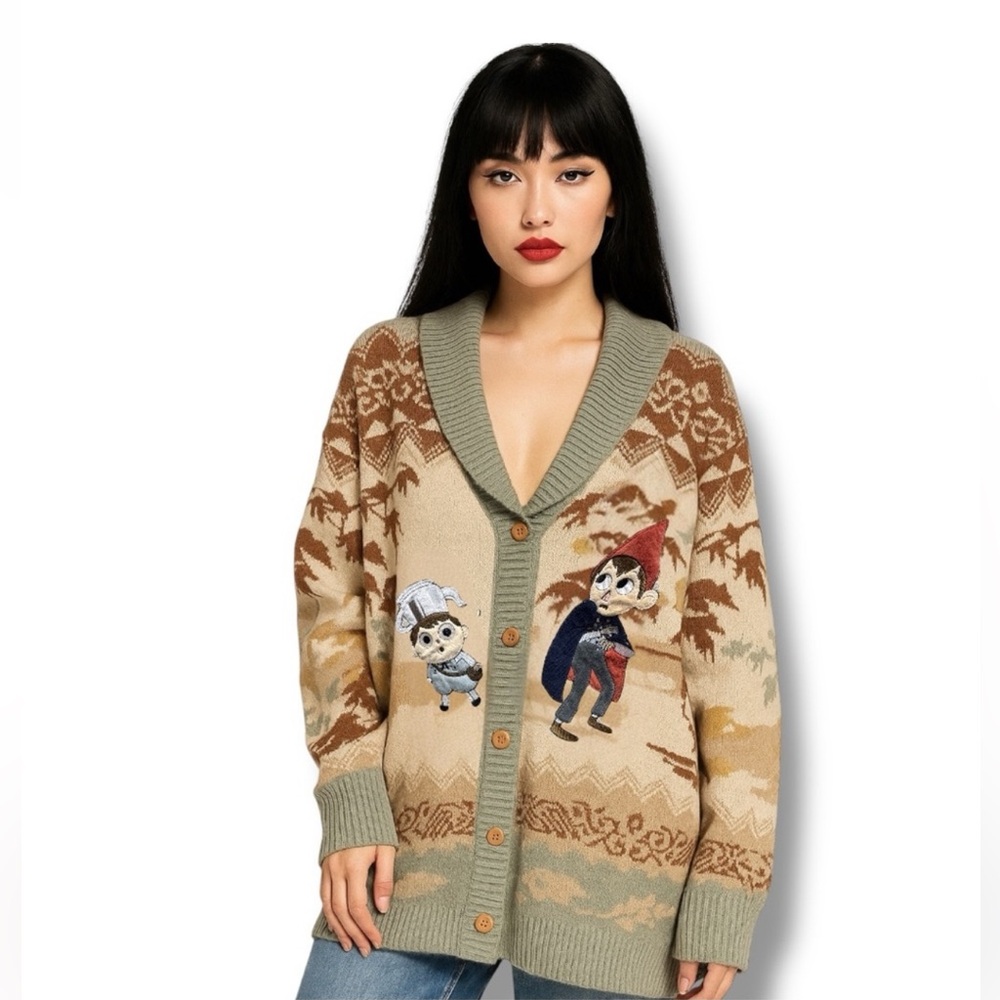 Cartoon Network Over The Garden Wall Greg and Wirt Fall Cardigan (Unisex Small)